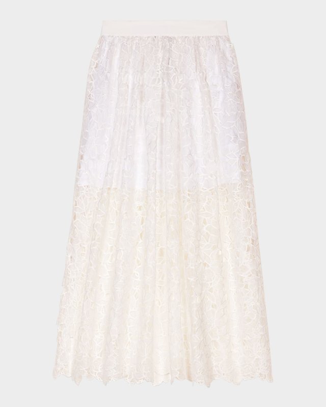 Jiblanche Lace Guipure Midi Skirt